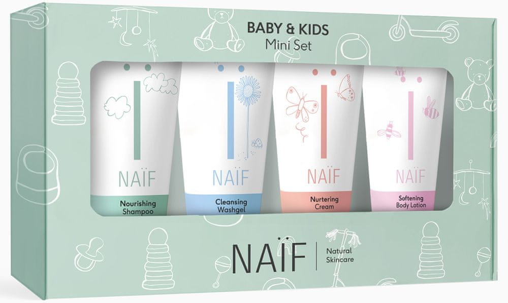 NAIF Set miniatúr kozmetiky pre deti a bábätká 4x15ml